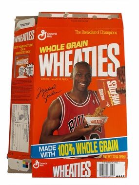 General Mills Wheaties Michael Jordan Chicago Bulls Flattened Cereal Box 1990